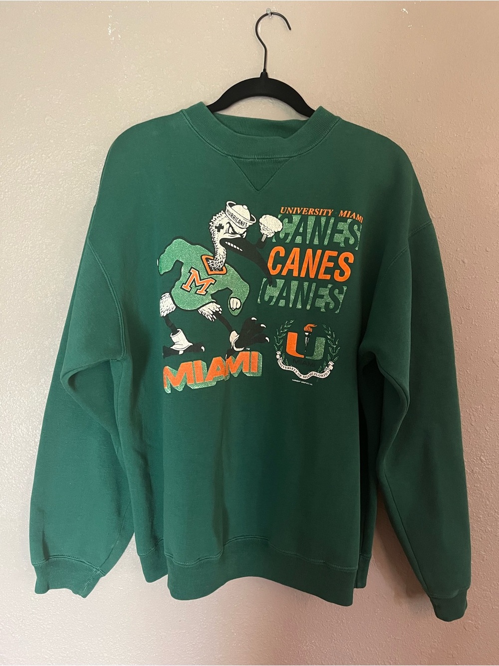 Vintage Miami Canes Graphic Crewneck Sweatshirt